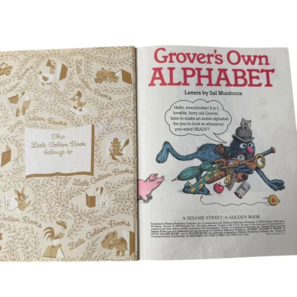 A Little Golden Book Sesame Street Grover's Own Alphabet Hardcover 1978 Vintage‎